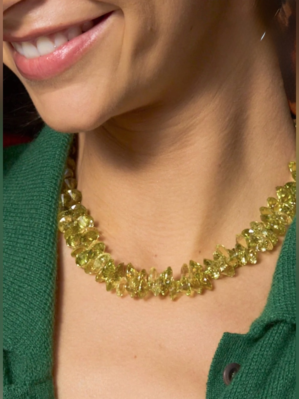 Roxanne Assoulin The Cubic Cluster Necklace In Green Kiwi NEW